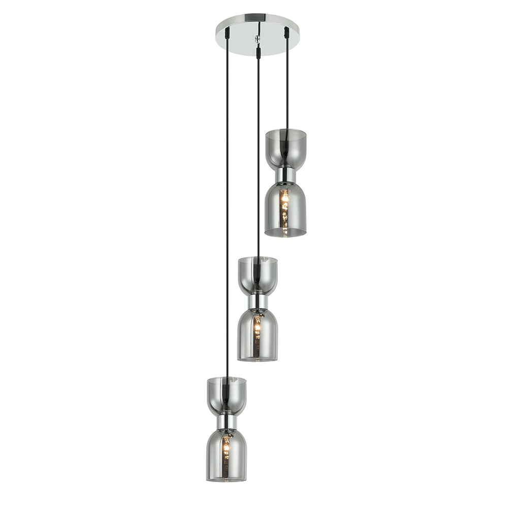 Buy Cluster Pendants Australia CLESSIDRA Ellipse Cluster Pendant 3 Lights Chrome Smokey - CLESSIDRA1X3R