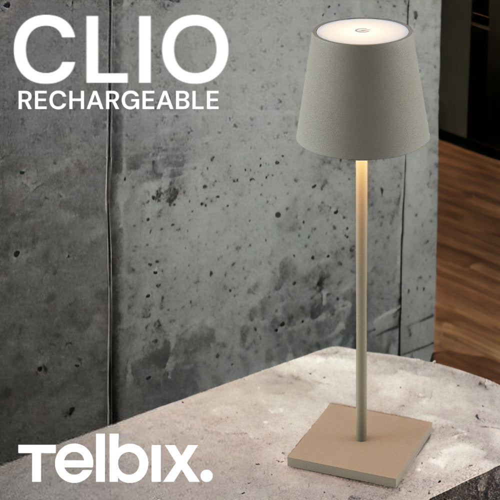 Buy Table Lamps Australia Clio Rechargeable Table Lamp Grey 3000K - CLIO TL-GY