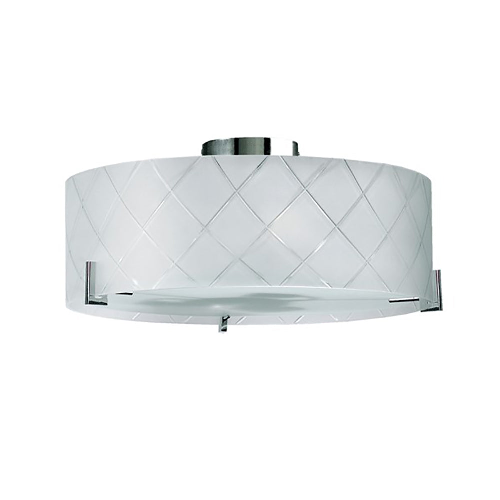 Diamond Cut Flush Mount 3 Lights White / Chrome Glass - CLL2143