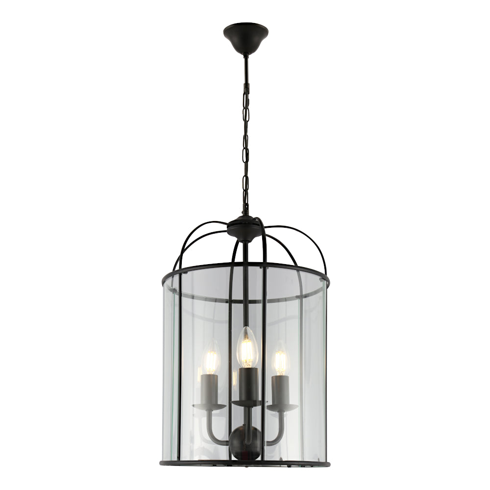 Clovelly 3 Light Pendant Light Black - CLOV3PBLK