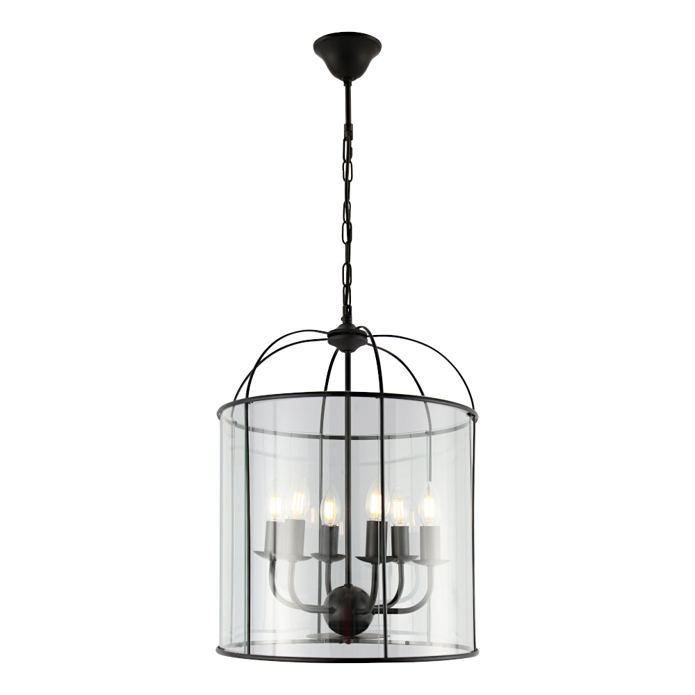 Clovelly 6 Light Pendant Light Black - CLOV6PBLK