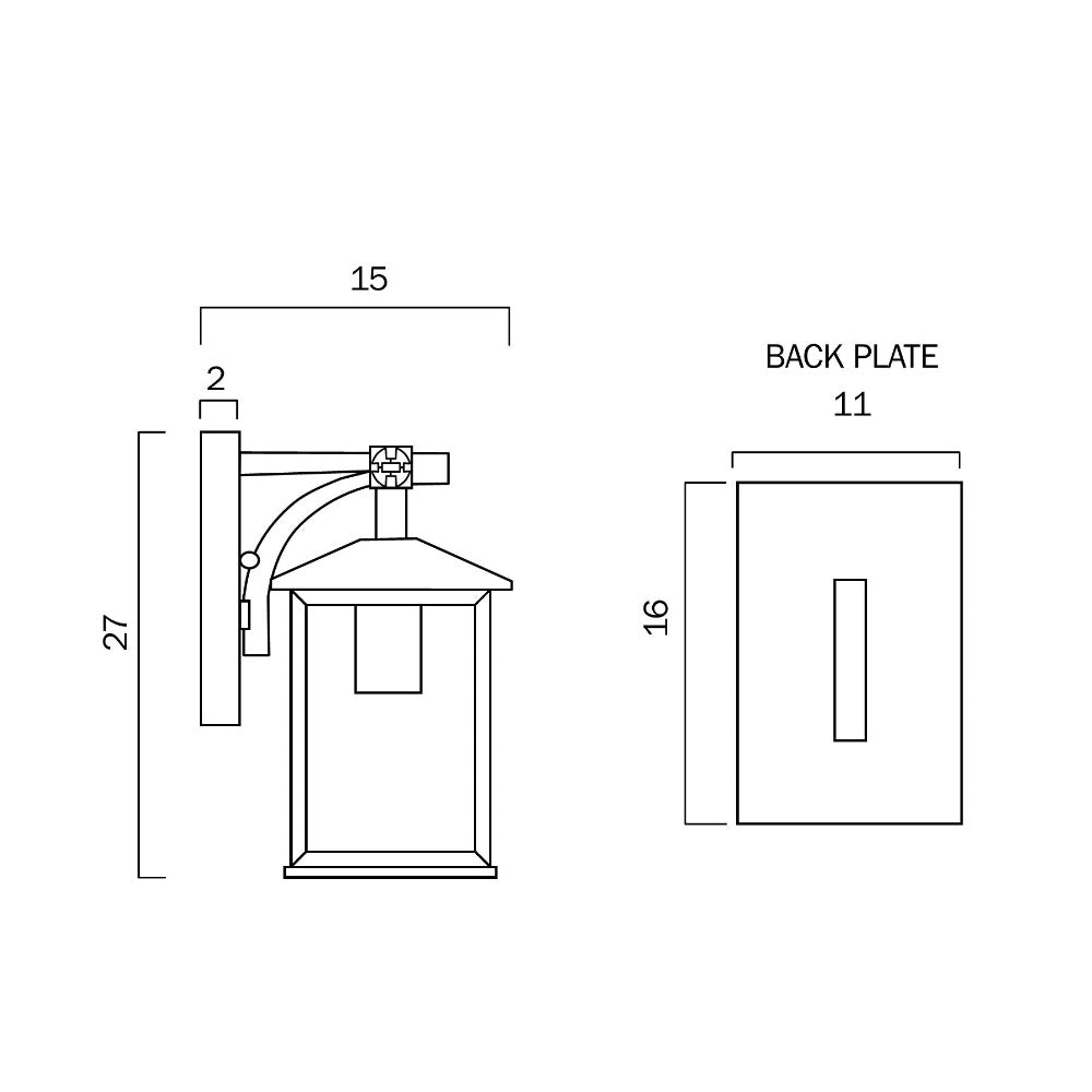 Buy Outdoor Wall Lanterns Australia Coby 1 Light Wall Light 150mm IP44 Black, Clear - COBY EX15-BK