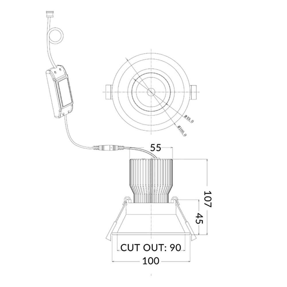 Buy Recessed Downlights Australia Comet Centre Tilt Recessed Low Glare LED Downlight Dimmable White 10W TRI - COMET03