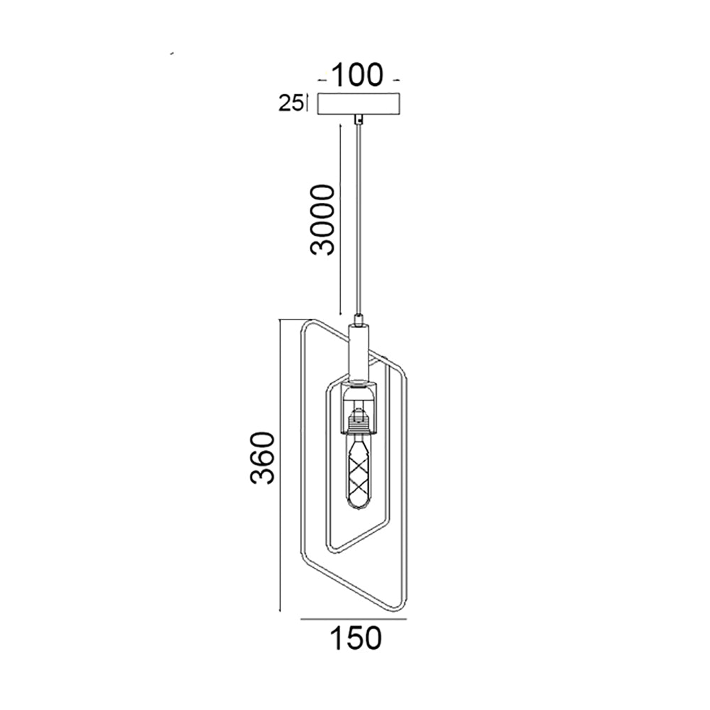 Buy Pendant Lights Australia Contour 1 Light Pendant Black Wire Rectangular Shape - CONTOUR2
