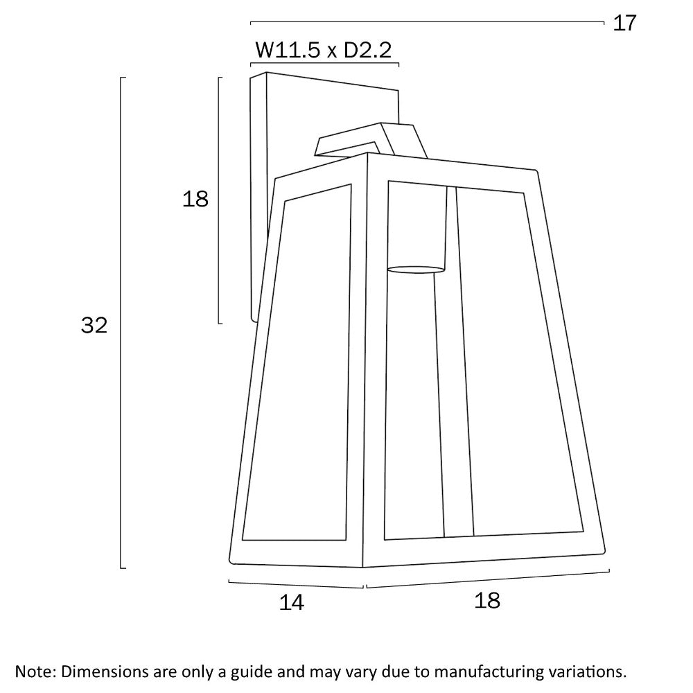 Buy Exterior Wall Lights Australia COSCA Exterior Wall Light W180mm Black Smoke - COSCA EX180-BKSM