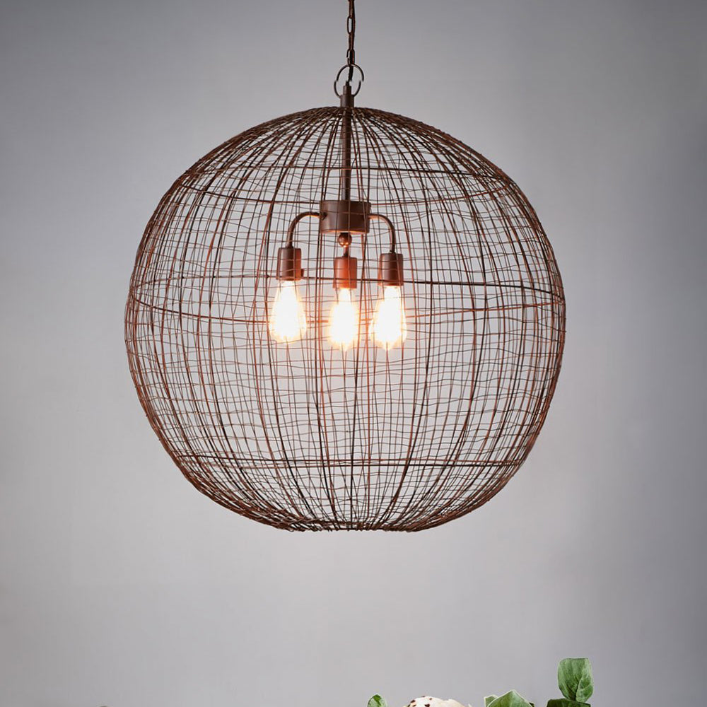 Buy Pendant Lights Australia Cray Ball Large 3 Light Wire Weave Ball Pendant Antique Copper - ZAF11135