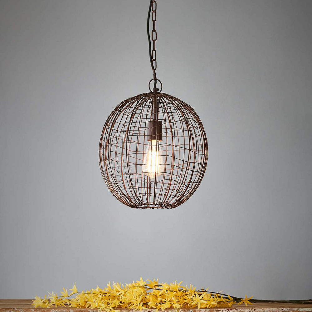 Buy Pendant Lights Australia Cray Ball Small 1 Light Wire Weave Ball Pendant Antique Copper - ZAF11136
