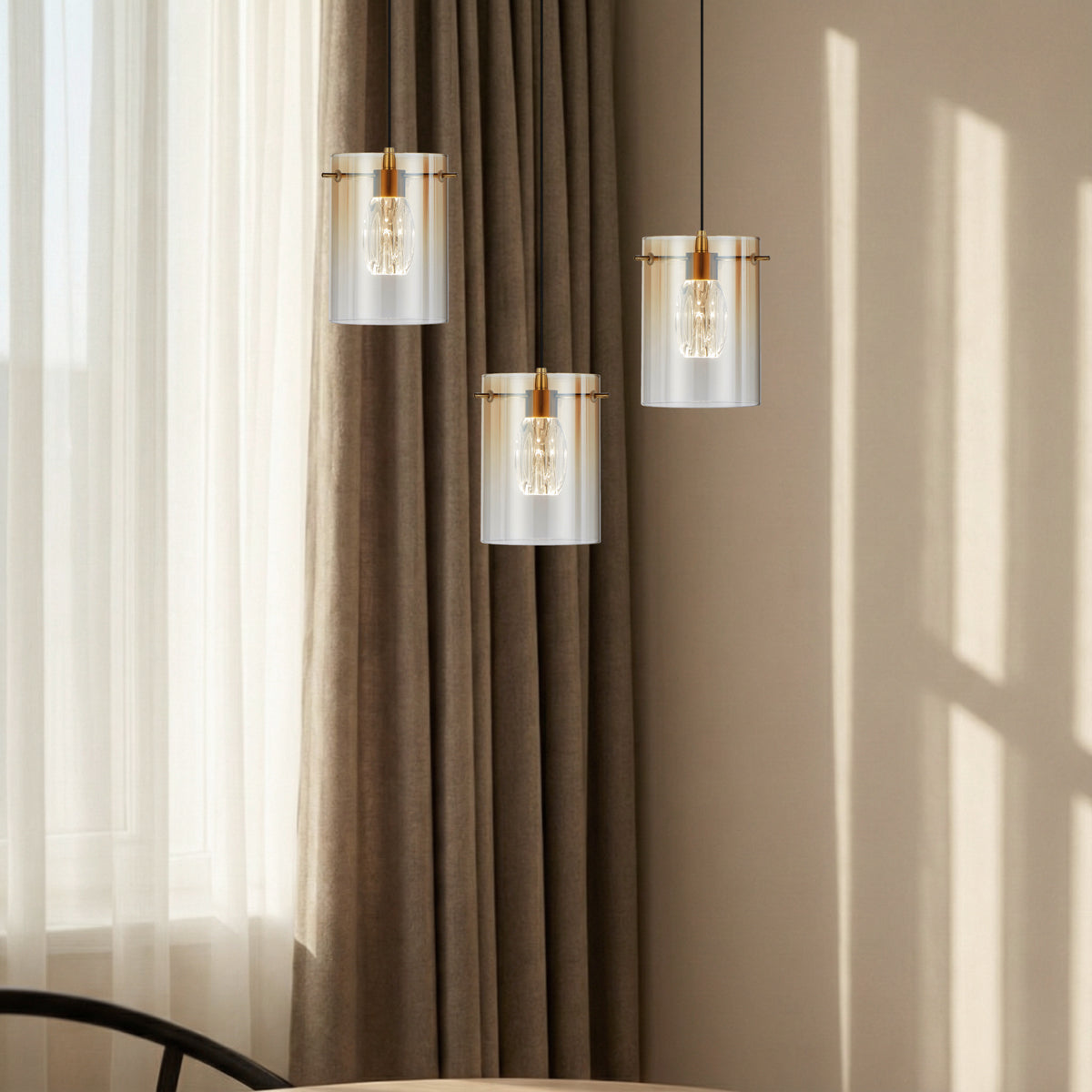 Crevil LED Pendant 4W 4000K Antique Gold & Amber - CREVIL PE1-AGAM