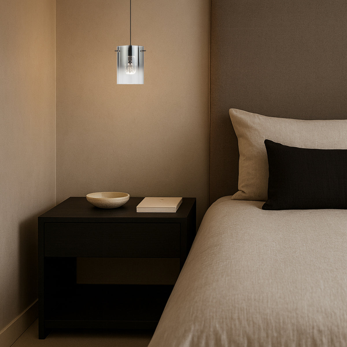 Crevil LED Pendant 4W 4000K Black & Smoke - CREVIL PE1-BKSM