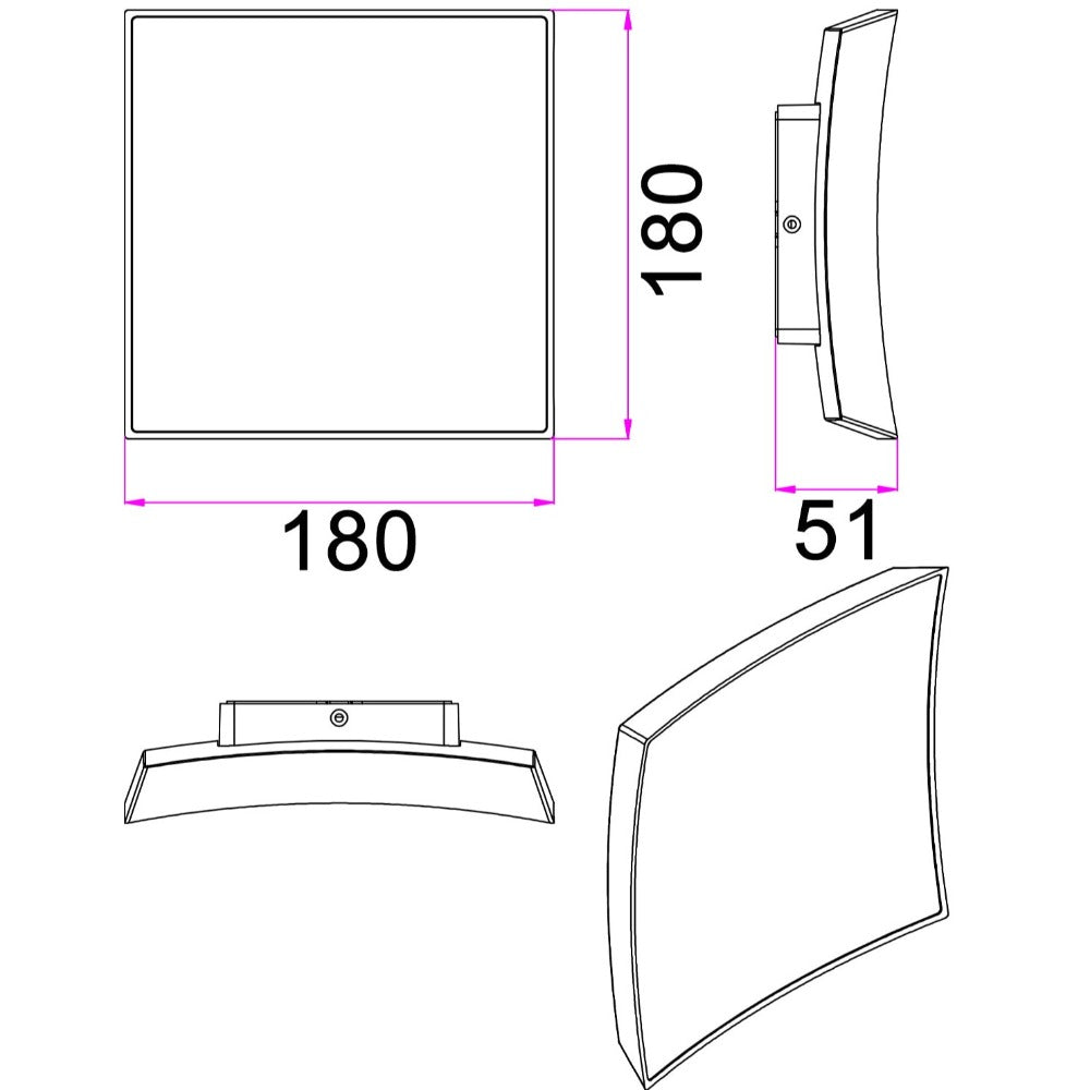 Buy Exterior Wall Lights Australia CRISTAL Square Exterior Wall Light Grey 3CCT - CRISTAL1