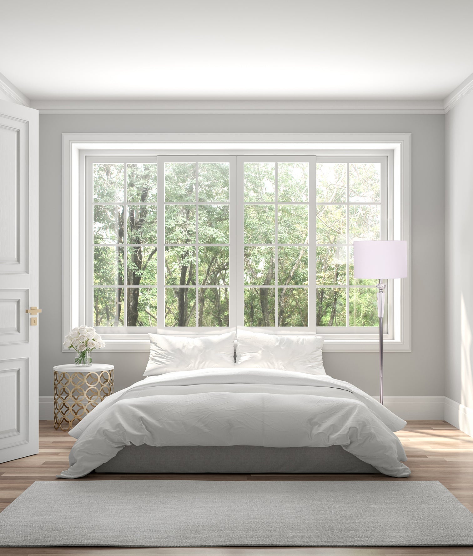 Cristallo Floor Lamp Crystal Base With White Shade - CRISTALLO-F1