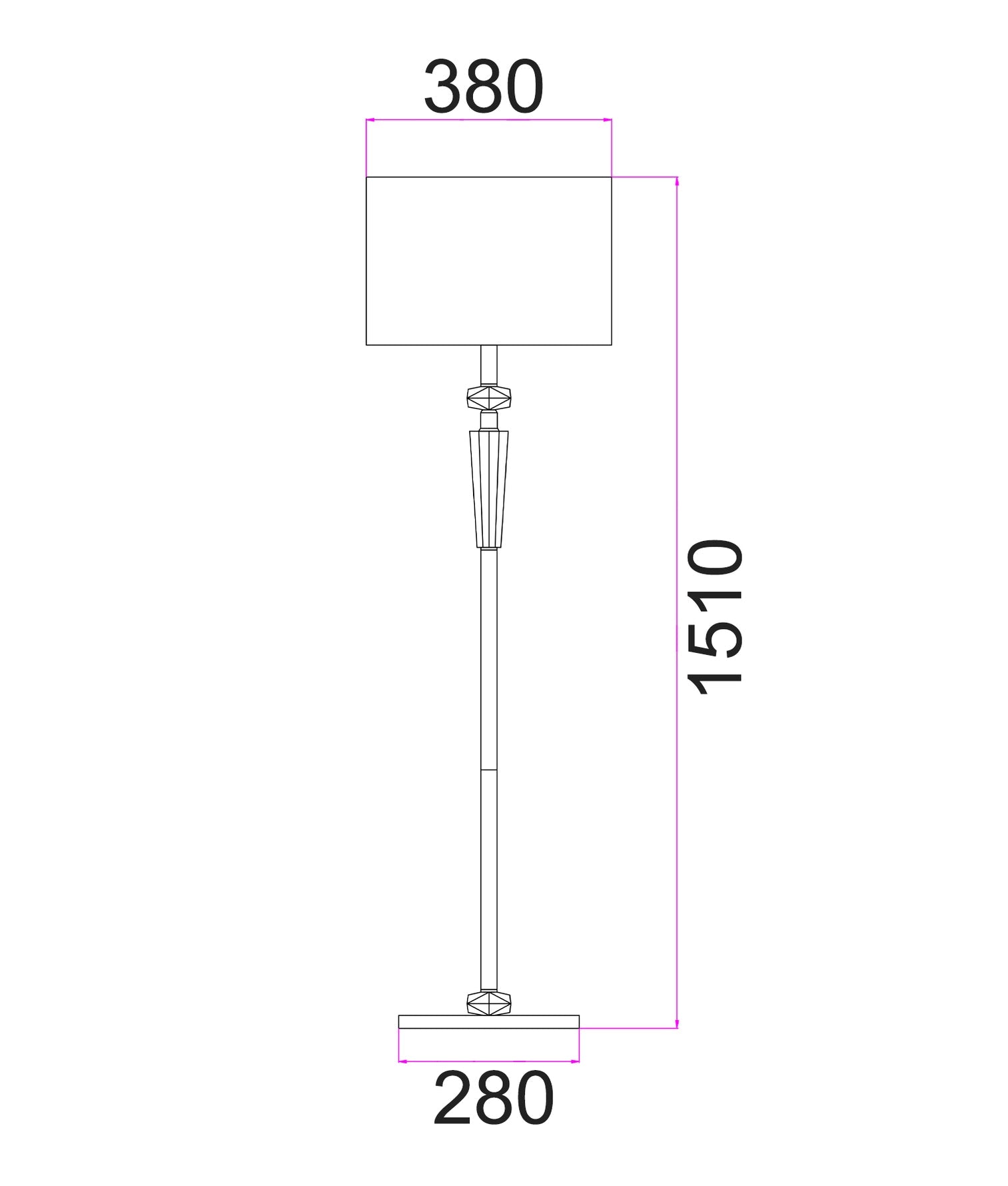 Cristallo Floor Lamp Crystal Base With White Shade - CRISTALLO-F1