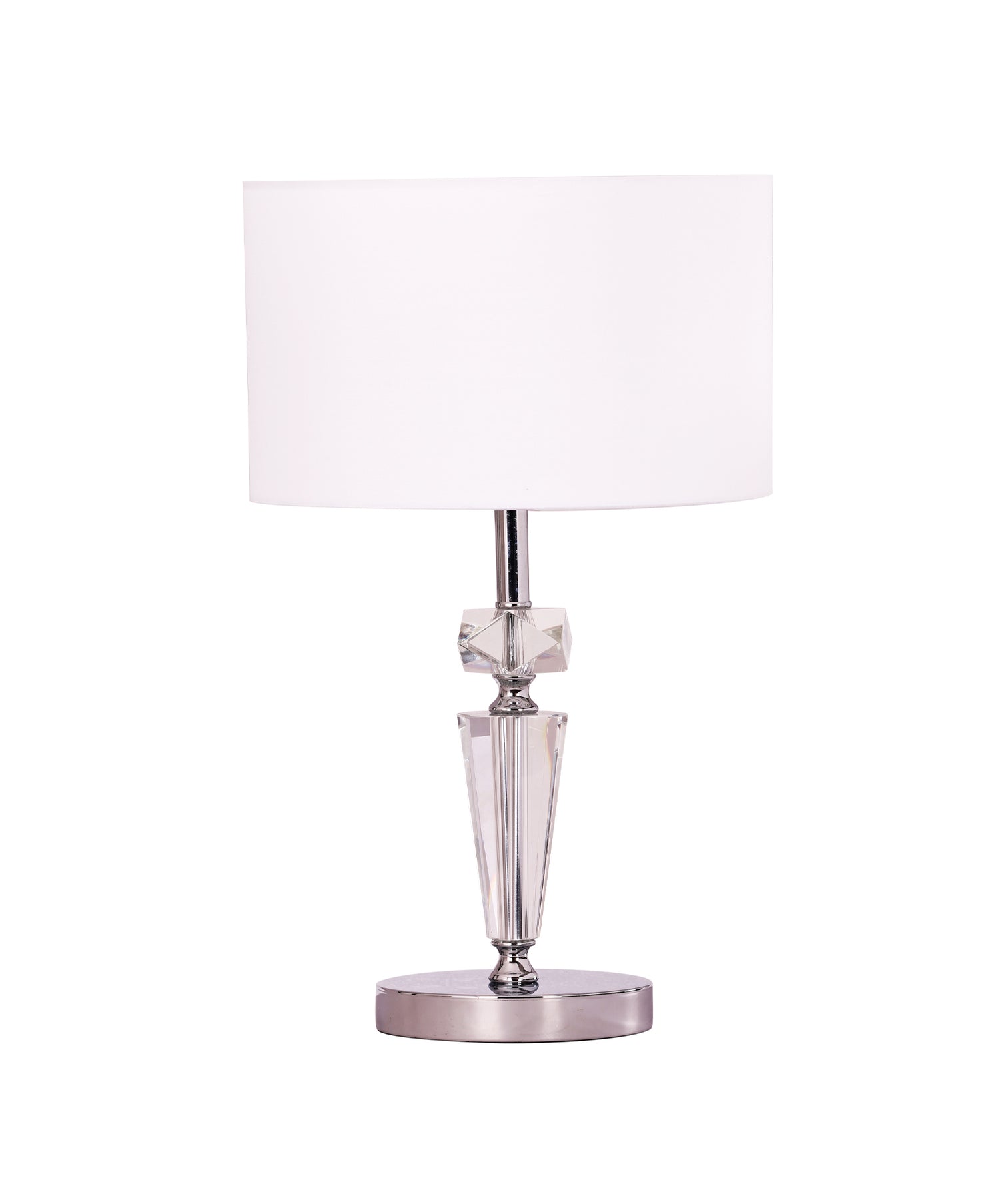 Cristallo Table Lamp Crystal Base With White Shade - CRISTALLO-T1