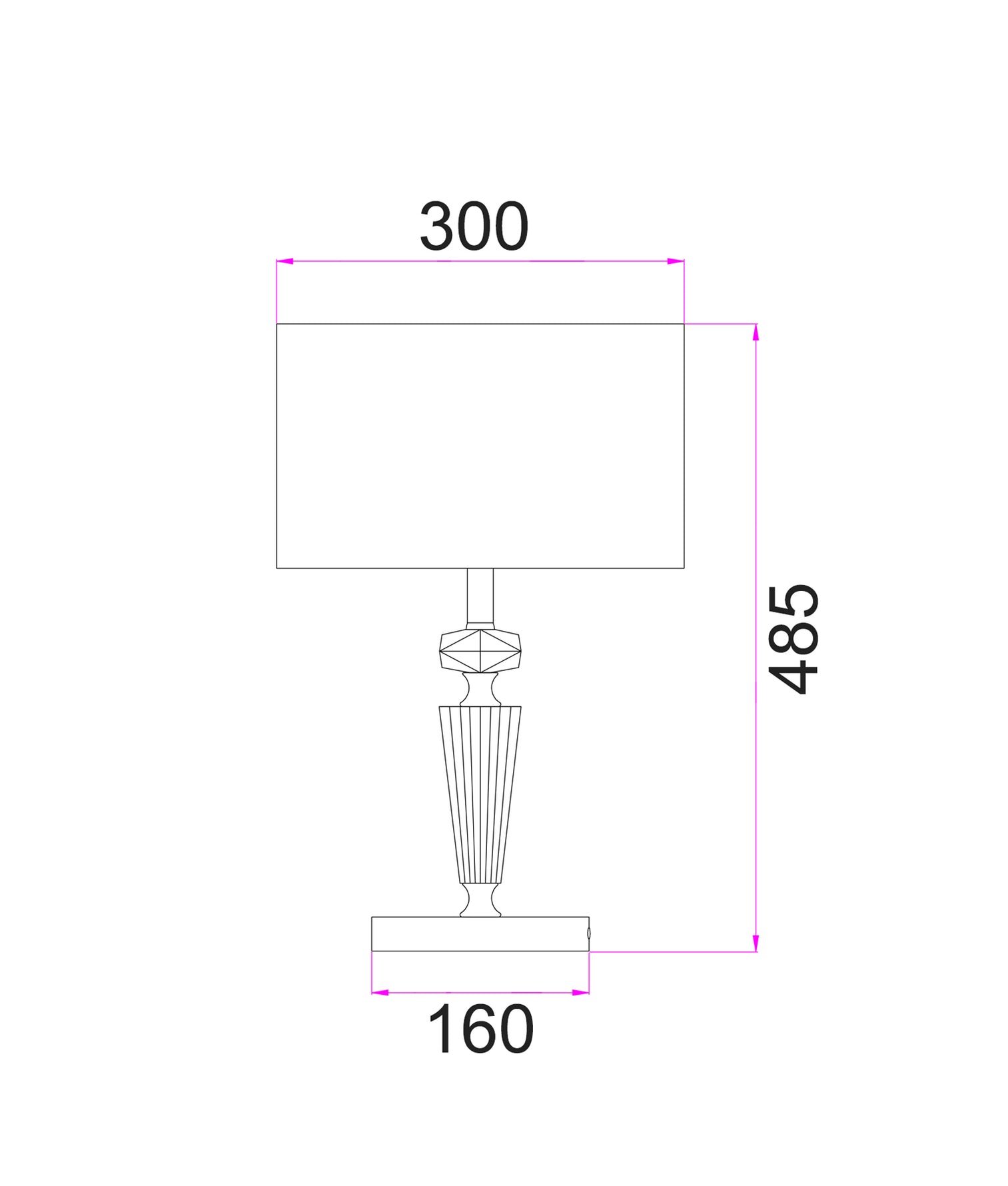 Cristallo Table Lamp Crystal Base With White Shade - CRISTALLO-T1
