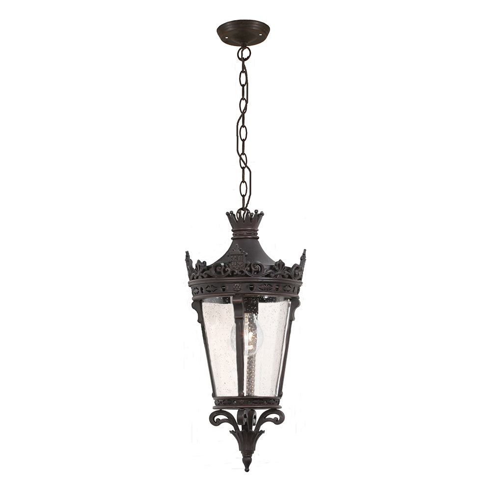 Crown Outdoor Pendant Light Chain Large Antique Bronze Aluminium - 1000833