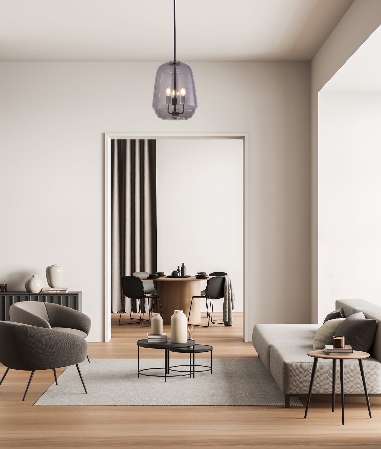 Cuad Interior Round Pyramid Pendant Light Smokey Black - CUAD1