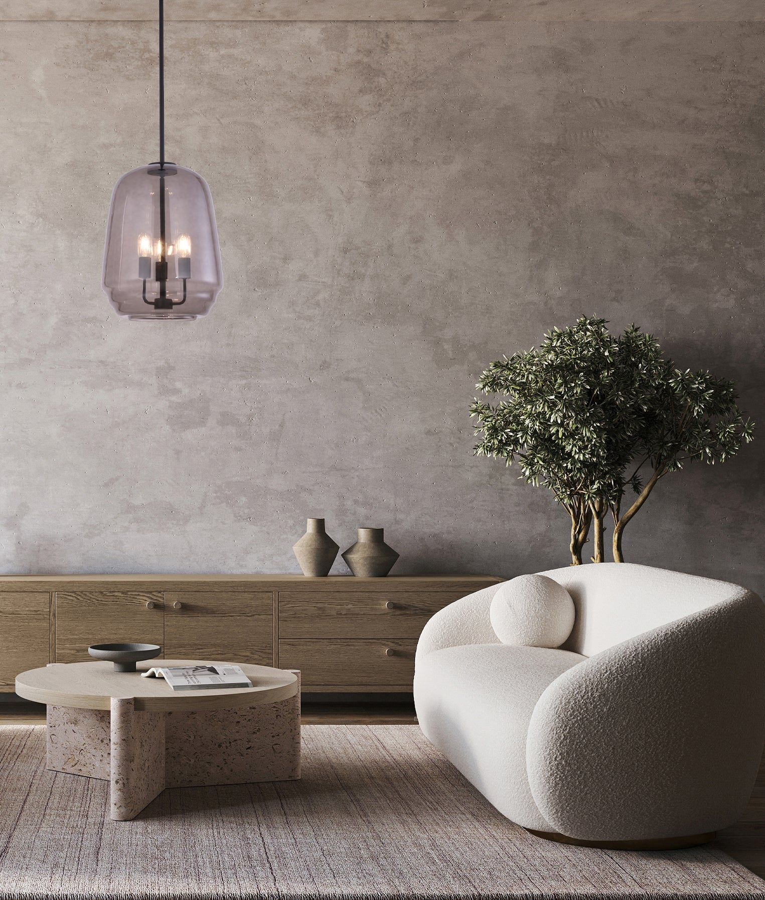 Cuad Interior Round Pyramid Pendant Light Smokey Black - CUAD1