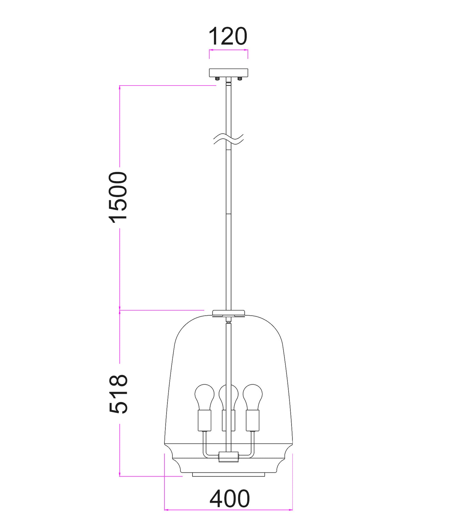 Cuad Interior Round Pyramid Pendant Light Smokey Black - CUAD1