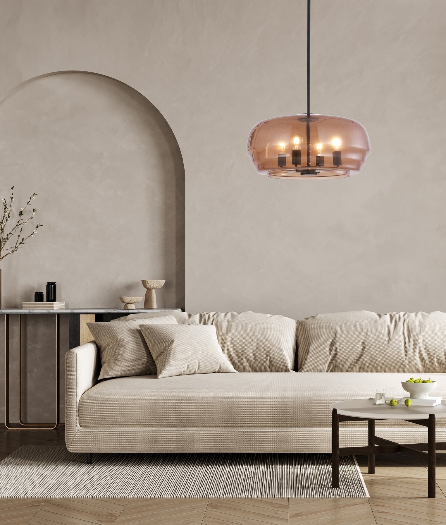 Cuad Interior Flat Top Dome Pendant Light Amber & Black - CUAD2