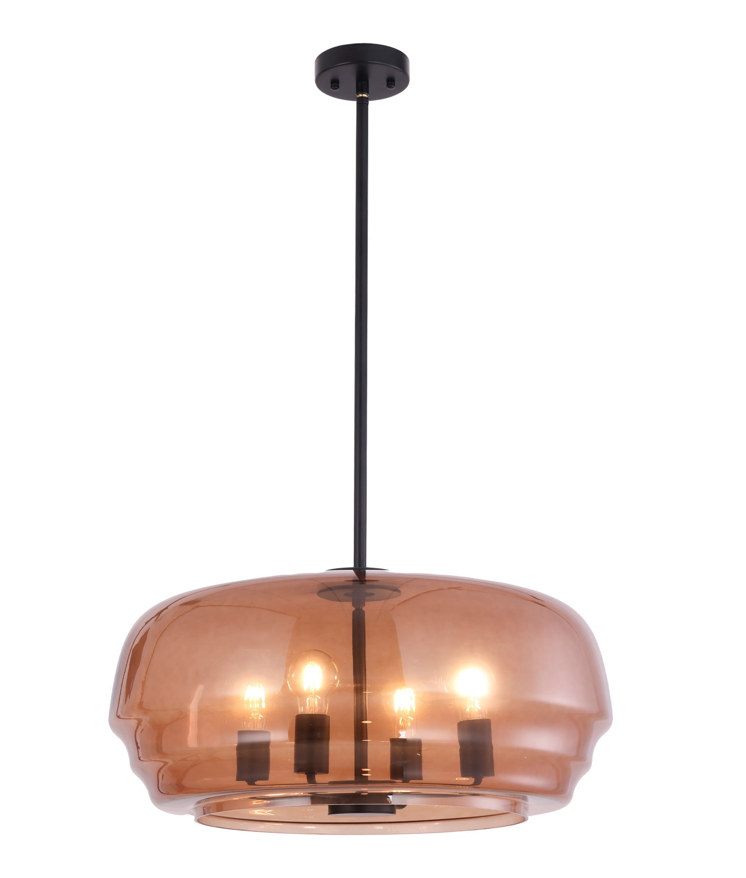 Cuad Interior Flat Top Dome Pendant Light Amber & Black - CUAD2