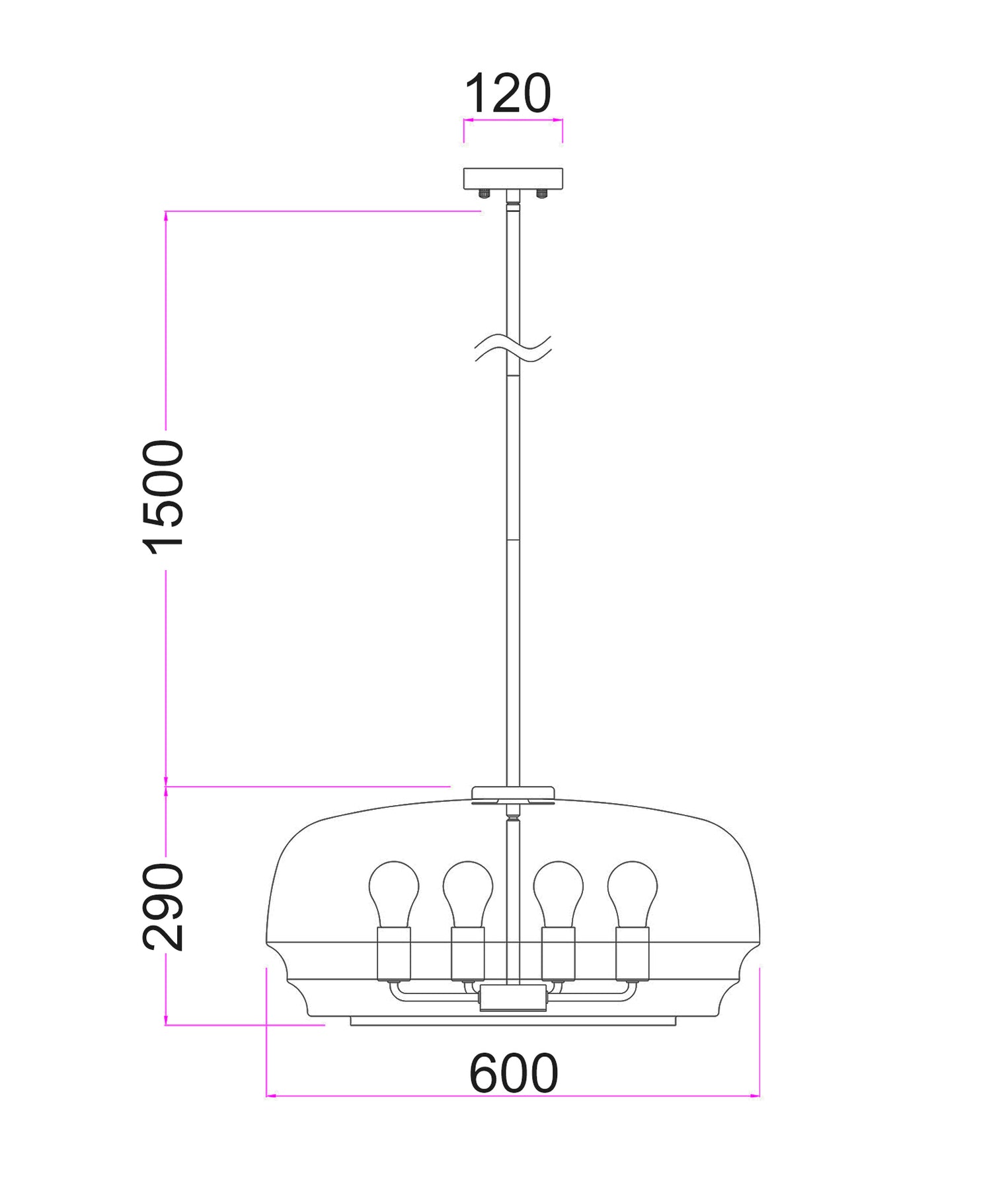 Cuad Interior Flat Top Dome Pendant Light Amber & Black - CUAD2