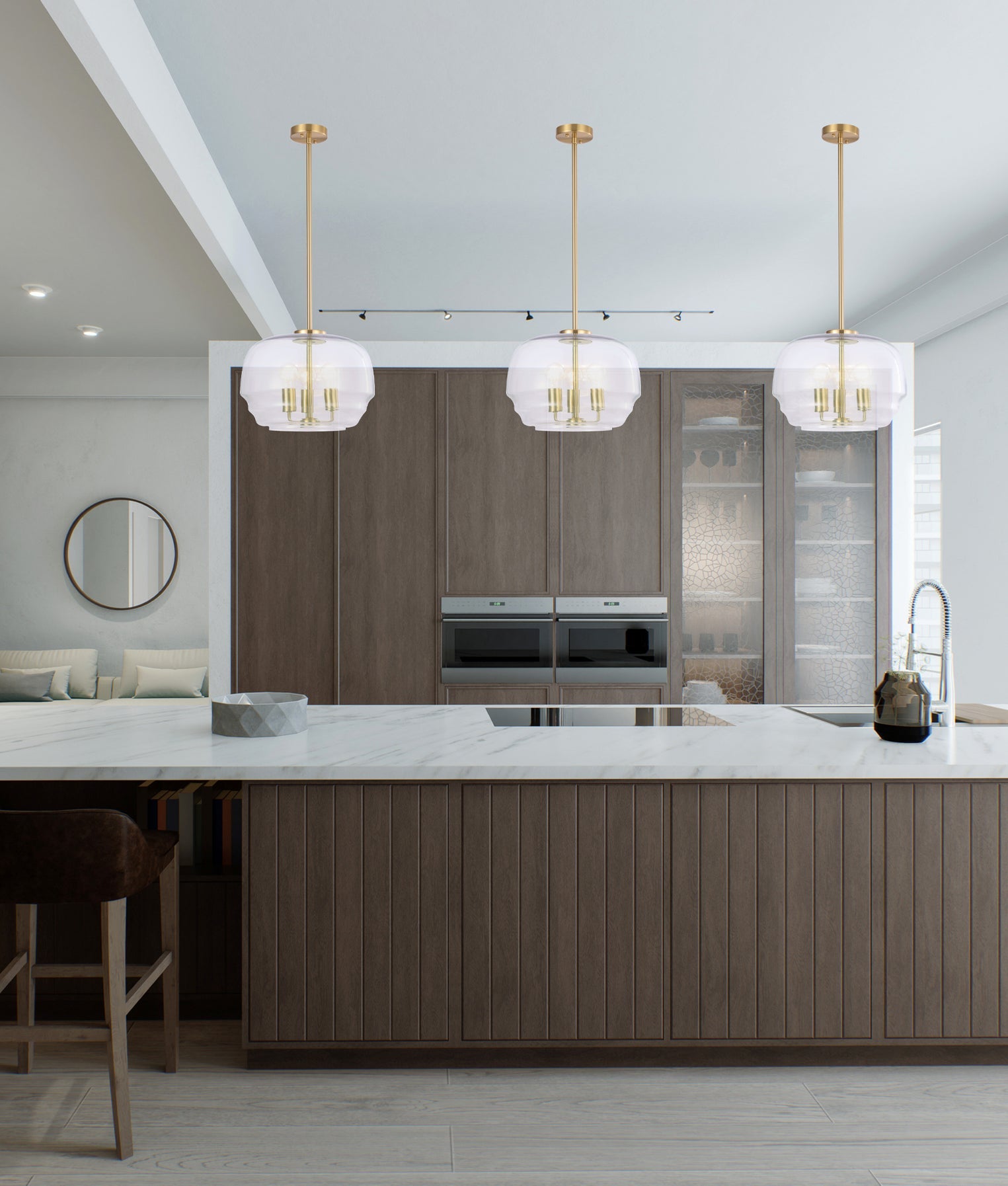 Cuad Interior Wine Glass Shape Pendant Light Clear & Brass - CUAD3