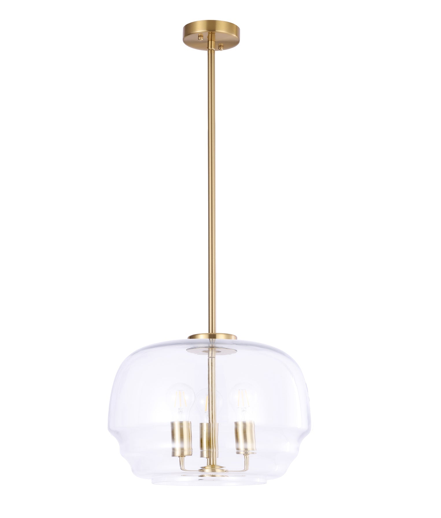 Cuad Interior Wine Glass Shape Pendant Light Clear & Brass - CUAD3