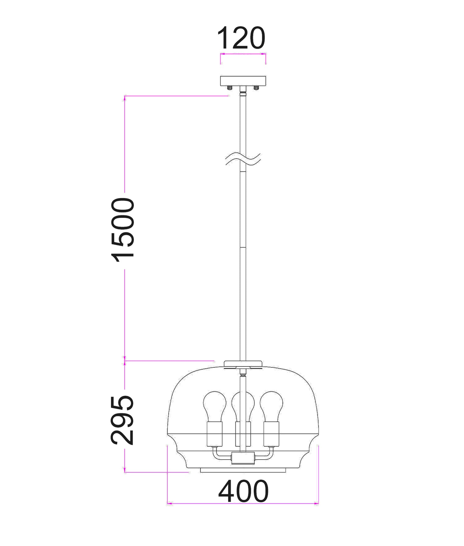 Cuad Interior Wine Glass Shape Pendant Light Clear & Brass - CUAD3