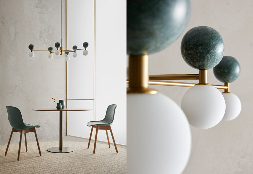 Dalt 6 LED Pendant Light 5W 3000K Aged Gold & Black Marble - ARO.C1280/6/ORO-NEG