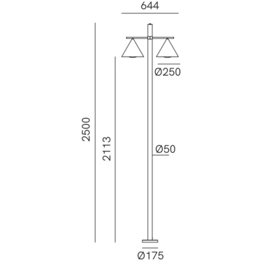Cone 2 Light Post Light Antique Brass - IL.286.21.OOB
