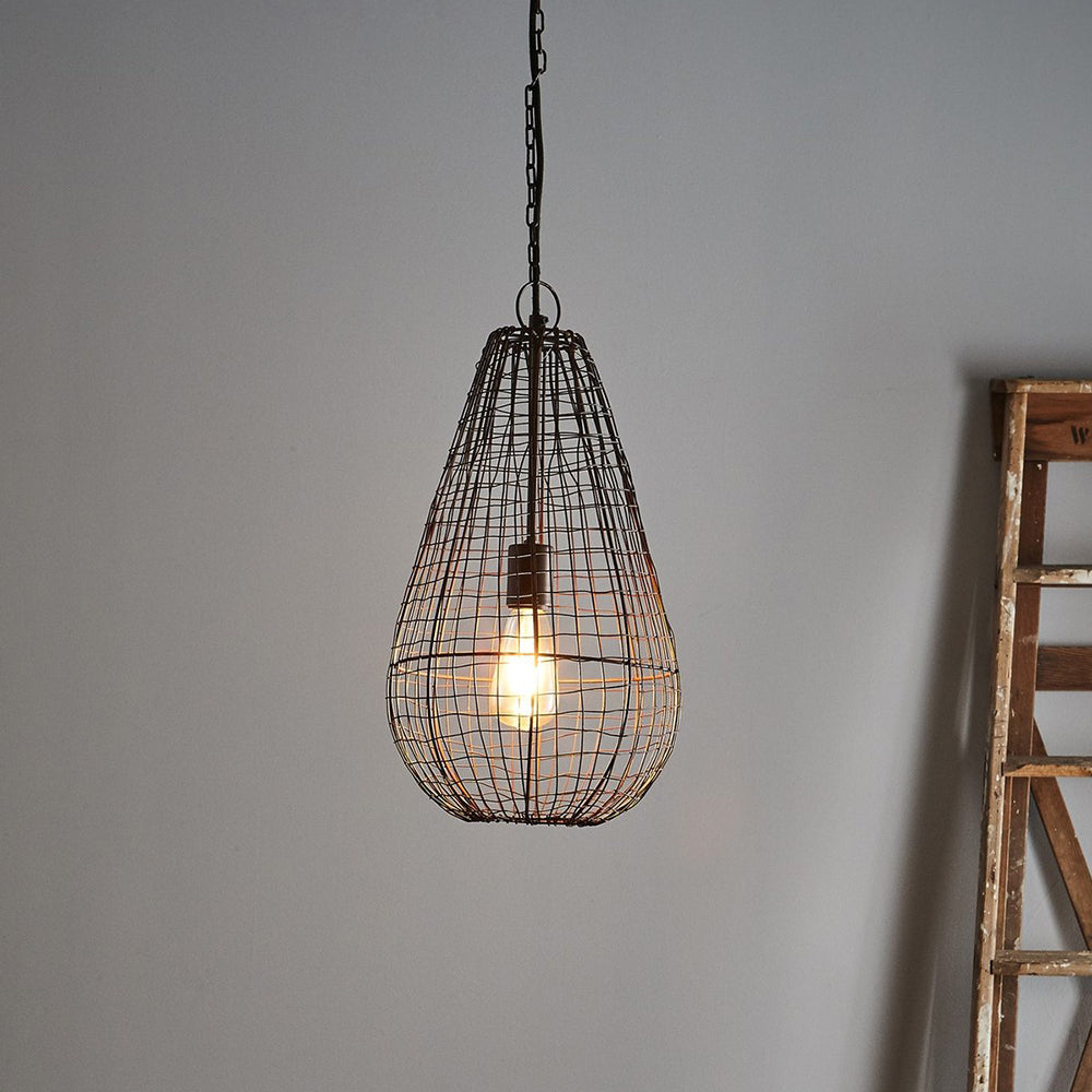 Buy Pendant Lights Australia Cray Pot Small 1 Light Wire Weave Teardrop Pendant Antique Copper - ZAF10322