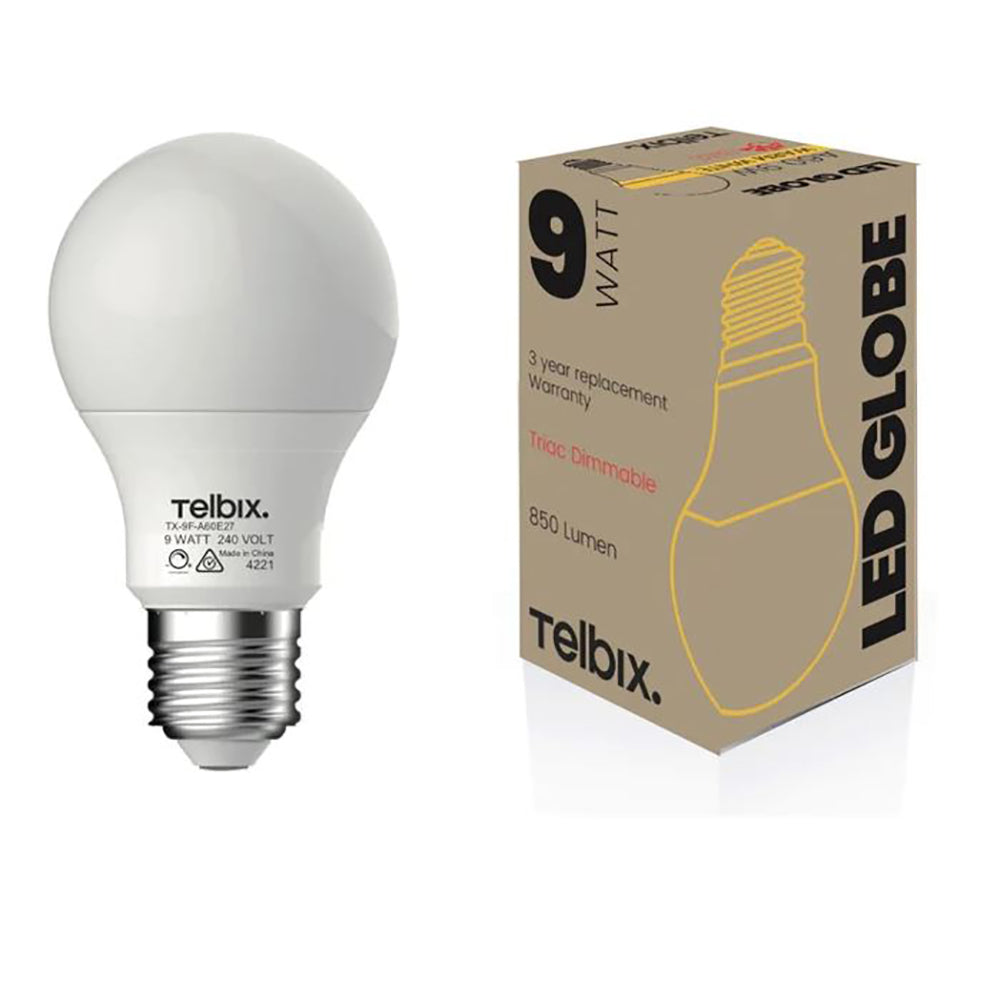 Buy LED Globes Australia A60 LED Globe ES 240V 9W White Polycarbonate 4000K - G A609E27OP840D