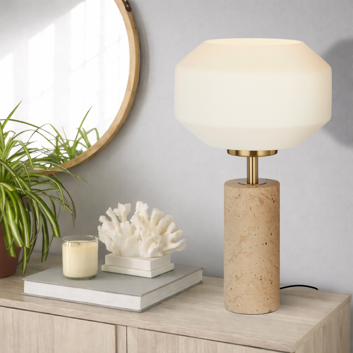 Deana Table Lamp Beige & Opal Matt - DEANA TL-BEOM