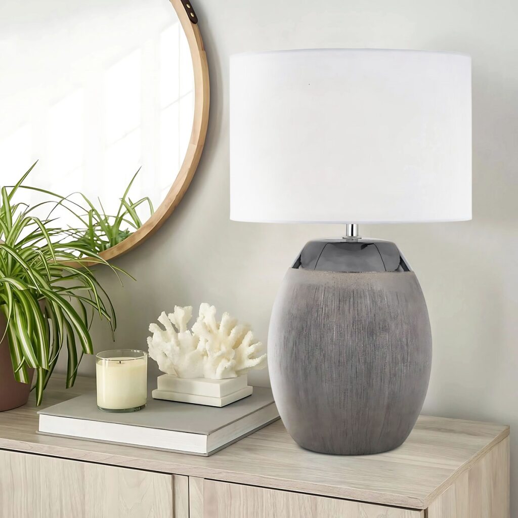Dillion Table Lamp Silver Base With White Shade - DILLION TL-SLWH