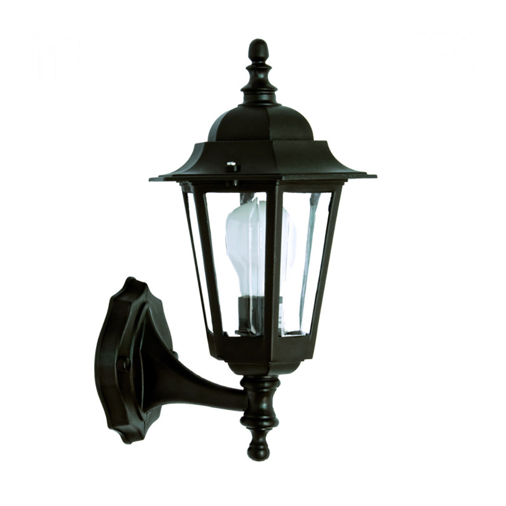 Buy Outdoor Wall Lanterns Australia Croydon Hexagon Outdoor Wall Lantern Black Resin - DUW7030-BL