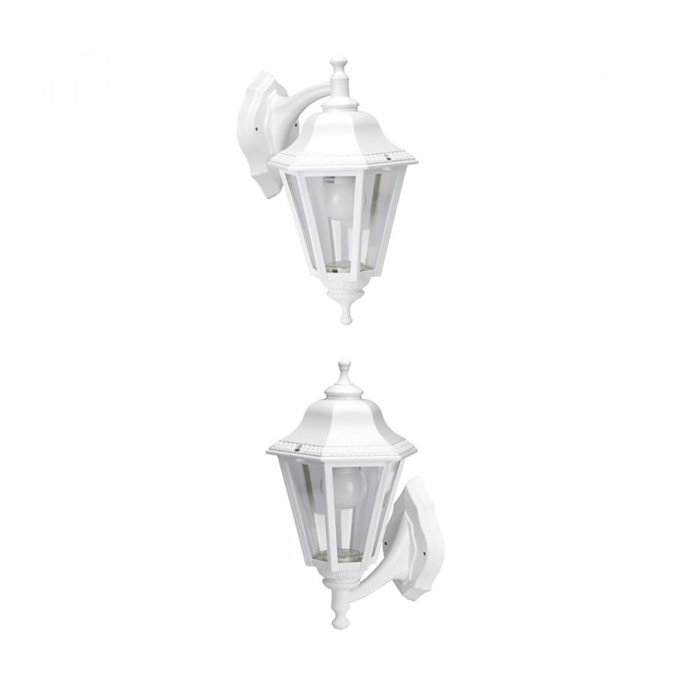 Buy Outdoor Wall Lanterns Australia Castra Hexagon Outdoor Wall Lantern White Resin - DUW8100-WH
