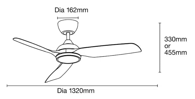 Daytona DC Ceiling Fan With LED Light 52" 3 Blade Matt Black With WIFI Remote - MDDC1333M