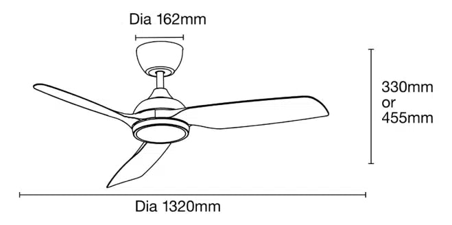 Daytona DC Ceiling Fan 52" 3 Blade Matt Black With WIFI Remote - MDDC133M