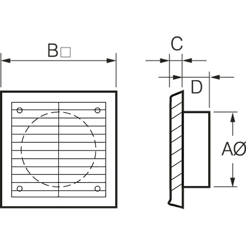 Buy External Louvre Grilles Australia Plastic Fixed Louvre 100 Dia C/W Flywire FANEPFL100