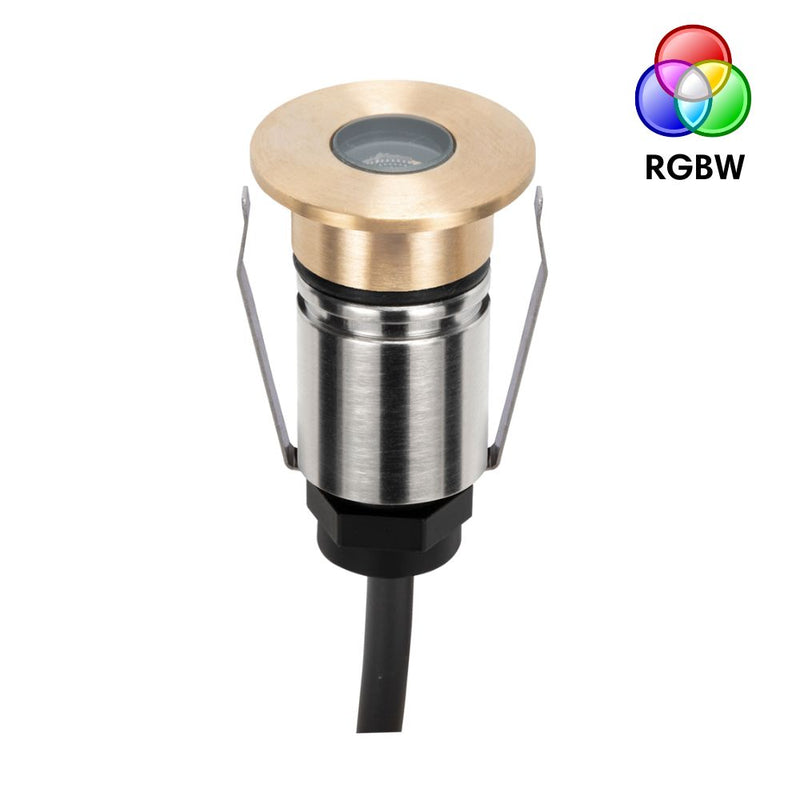 EMIT-25 LED Micro Round Inground Light 24V 1W RGBW Brushed Brass - 10060