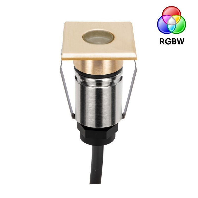 EMIT-25 LED Micro Square Inground Light 24V 1W RGBW Brushed Brass - 10061