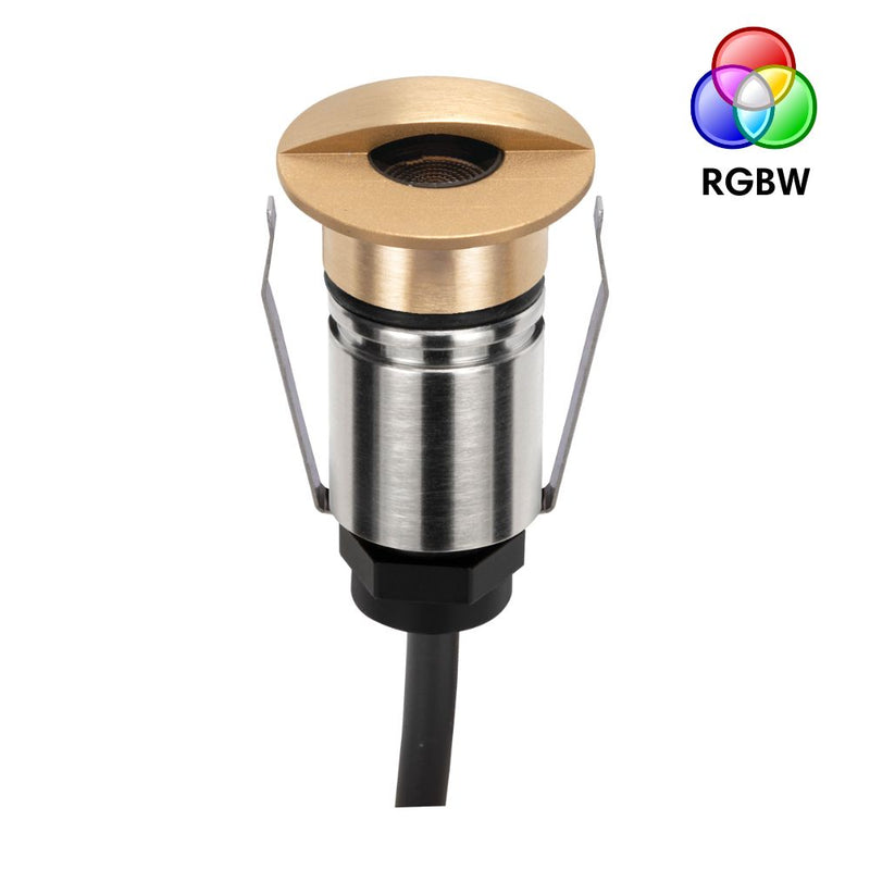 EMIT-25 LED Micro Eyelid Inground Light 24V 1W RGBW Brushed Brass - 10062