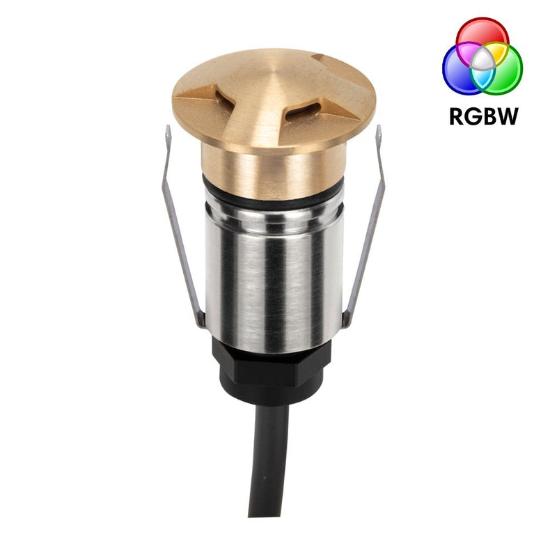 EMIT-25 LED Micro 3-Way Inground Light 24V 1W RGBW Brushed Brass - 10065