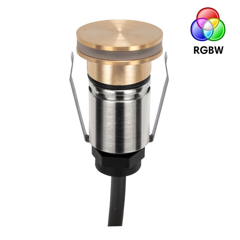 EMIT-25 LED Micro Halo Inground Light 24V 1W RGBW Brushed Brass - 10067