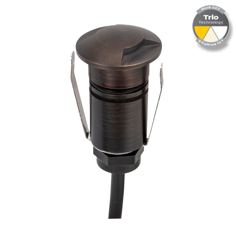 EMIT-25 LED Micro 2-Way Inground Light 12/24V 1W Tri Colour Antique Brass - 10034