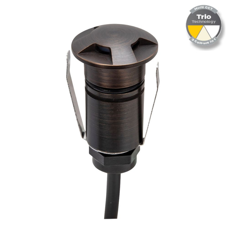EMIT-25 LED Micro 3-Way Inground Light 12/24V 1W Tri Colour Antique Brass - 10035