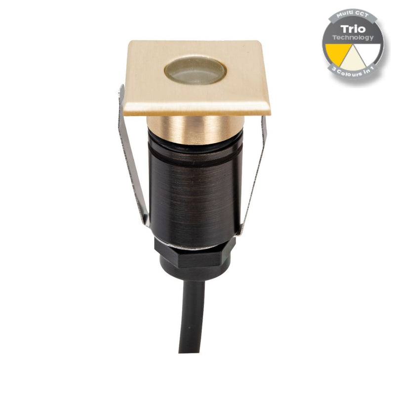 EMIT-25 LED Micro Square Inground Light 12/24V 1W Tri Colour Brushed Brass - 10021