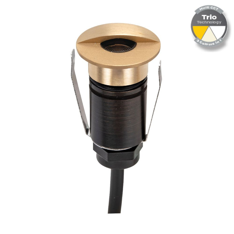 EMIT-25 LED Micro Eyelid Inground Light 12/24V 1W Tri Colour Brushed Brass - 10022