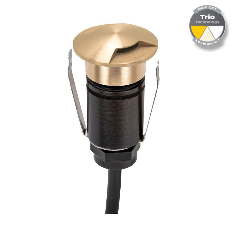 EMIT-25 LED Micro 2-Way Inground Light 12/24V 1W Tri Colour Brushed Brass - 10024