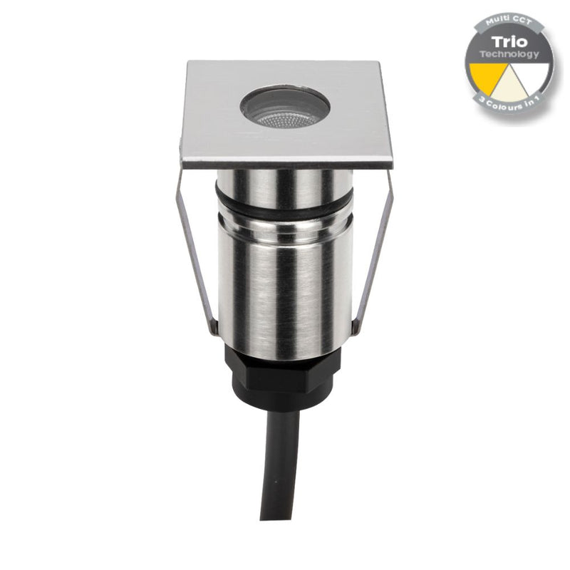 EMIT-25 LED Micro Square Inground Light 12/24V 1W Tri Colour Stainless Steel - 10011